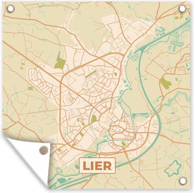 Tuin poster Stadskaart - Kaart - Lier - Plattegrond - Vintage - 200x200 cm - Tuindoek