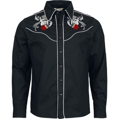 Banned Retro - Rockabilly Longsleeve - Rockabilly Mic - M - voor Mannen - zwart