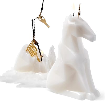 Dierenkaars met skelet - Eenhoorn kaars - Sfeerverlichting creëren - Verrassend skelet binnenin - 13 x 65 x 203 cm