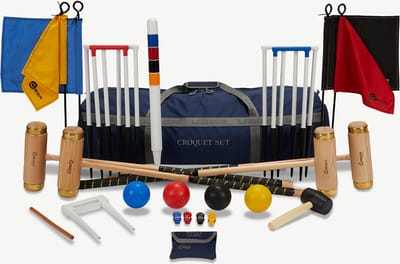 Ultieme Executive Croquet Set - Engels Tuinspel - Koperen banden, kunststof ballen, 16 mm dikke stalen poorten Croquet Draagtas Klasse en Geweldig