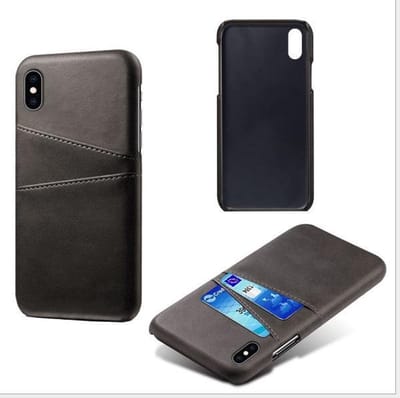 Back Cover met Opbergvakjes + Gehard Glas Screenprotector voor iPhone X/XS _ Zwart