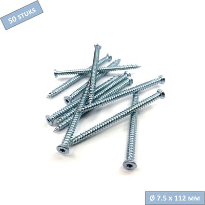 UFAST kozijnschroef Ø 7.5 x 112 mm - Platte kop - Verzinkt - Torx - 50 stuks