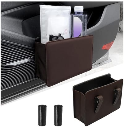 Dailygoods- Auto Vuilnisbak Waterdicht - Opvouwbare Organizer - Multifunctionele Opbergdoos - Auto Prullenbak - Auto Organizer Achterbank - Robuust Leer - 20,5 x 6,5 x 14 cm