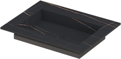 INK Post wastafel in keramische slab met envelop bodem zonder kraangat 60x45x1cm, lauren black mat