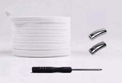 New Age Devi - Magnetische Schoenveters - Wit en Zilver - Veters en Magneet - Inclusief Schroevendraaiertje - Geen Strikken meer nodig - Voor Kinderen en Volwassenen
