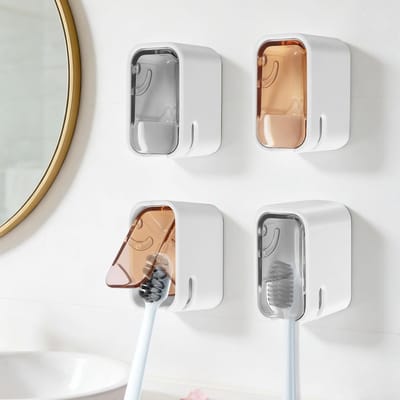 Praktische Wandhouder voor Tandenborstels zonder Boren, Ideaal voor Badkamer en Reizen, 4 Stuks