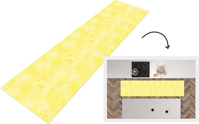 Keukenloper - Loper keuken - Patronen - Waterverf - Geel - Marmer - 200x50 cm - Keukenloper vinyl
