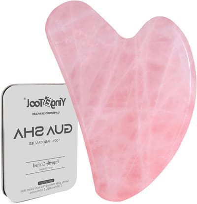 Natuurlijke Rozenkwarts Gua Sha Tool voor Gezichtsmassage, Jawline Sculpting en Verminderen van Puffiness, Ideaal voor Dagelijkse Huidverzorging en Verjonging
