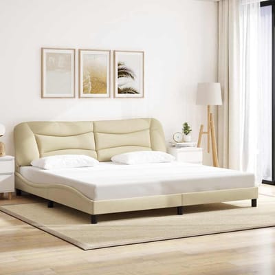 vidaXL - Bedframe - zonder - matras - "Hvar" - stof - crèmekleurig - 200x200 - cm