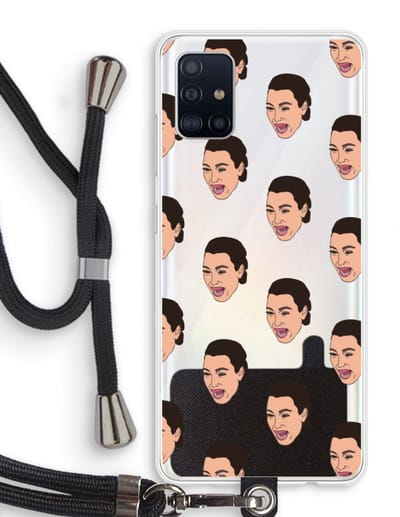 Case Company® - Hoesje met koord geschikt voor Samsung Galaxy A51 4G hoesje met Koord - Ugly Cry Call - Telefoonhoesje met Zwart Koord - Bescherming aan alle Kanten en Over de Schermrand