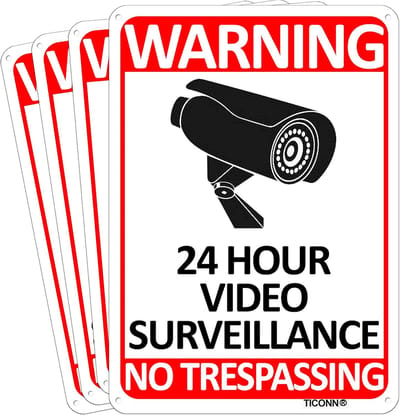Bewakingsbord - Waarschuwingsbord - CCTV Beveiliging - Reflecterend UV Beschermd - 10x7 Inch - Grijs Zwart Rood