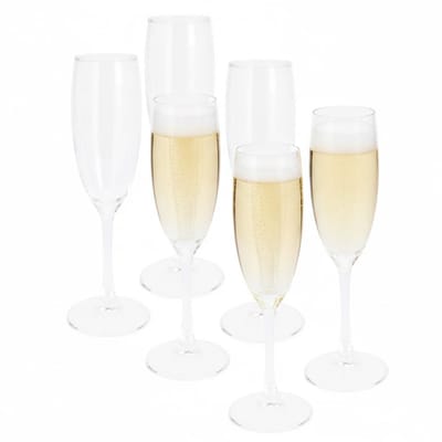 Excellent Houseware Champagne flute glas - 12x stuks - 190 ml - prosecco glas / flute