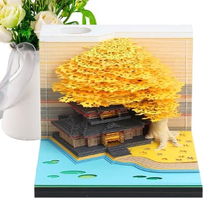 3D Kalender - Scheurkalender Papier Sculptuur - Dagelijkse Planning - Artistiek Verlicht Design - 8.5 x 8.5 x 7 cm