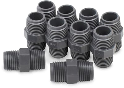 10 Stks Zwart 1/2 "BSP Draad PVC Man-Man Hex Tepel Connector, Geschikt Voor Landbouwgrond Irrigatie, Groene Plant Teelt En Waterleiding Aansluiting
