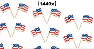 1440x Cocktailprikker wapperende vlag USA - cocktail prikker vlag  amerika usa landen kaas worst eten thema feest festival