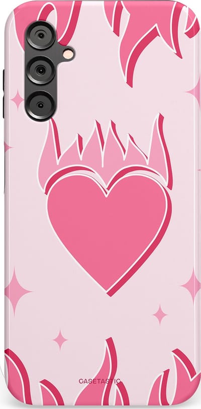 Casetastic Hoesje Geschikt voor Samsung A14 (5G/4G) - Stijlvolle Beschermende Duo-layer Case - Hartenvuur
