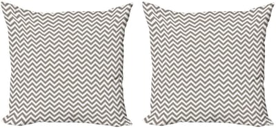 ABAKUHAUS Winkel Kussenhoes – Set van 2x50x50 cm – Geometrisch patroon – Warm taupe/wit