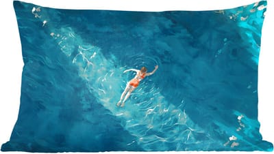 Sierkussens - Kussentjes Woonkamer - 60x40 cm - Vrouw - Water - Bikini - Oranje