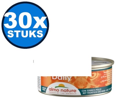 30x Almo Nature Daily Mousse - Tonijn & Kip - Kattenvoer Natvoer - 85g