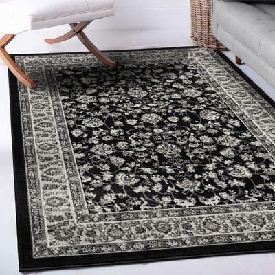 Flycarpets Klassiek Zwart / Grijs Vloerkleed Skazar - Oosters motief - Perzisch Tapijt - 280x380 cm