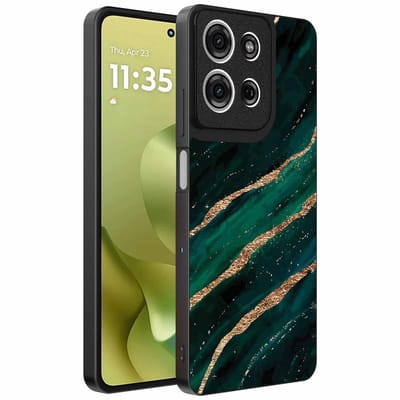 Geschikt voor Motorola Moto G86 Telefoonhoesje met marmer opdruk - TPU backcover case marble design - Groen Goud - Smartphonica geschikt voor Motorola Moto G86