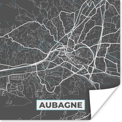 Poster Aubagne - Frankrijk - Plattegrond - Stadskaart - Kaart - 100x100 cm XXL