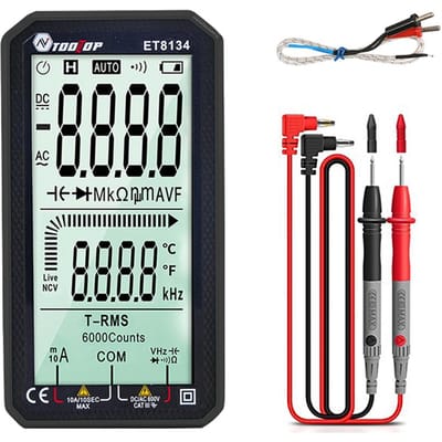 TOOLTOP ET8134 Draagbare 4,7 inch LCD-schermmultimeter Gelijkstroomspanning zwart