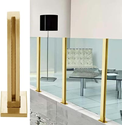 Glazen Balustrade Paal - Hekwerk Ondersteuning - Terras Afscheiding - Roestvrij Staal 304 - 80 cm - Goud