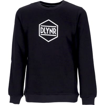 Herensweatshirt met ronde hals, logo zwart