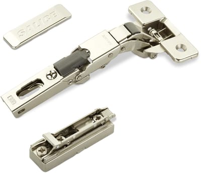 2 x Salice universeel potscharnier 110° Boorbeeld T45 met lineaire montageplaat Hoogte 6 mm excentrische aanpassing, Afdekking voor scharnierarm