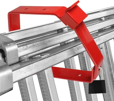 Ladder Muurbeugels - Ladderhaken Opbergrek - Ladder Veilig Opbergen - Vergrendelingsstang met slotgat - 215 mm x 160 mm - Rood