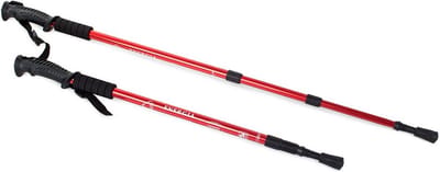1 stuks Nordic Walking wandelstok - Rood - Antishock - 135cm max - Levering per stuk