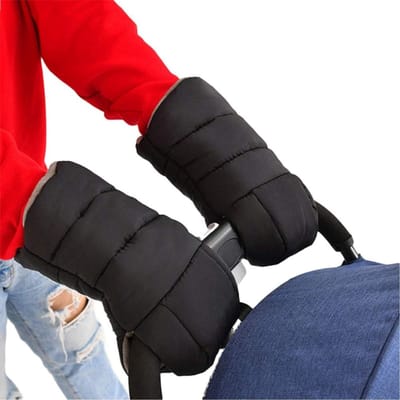 Kinderwagen Muts - Wandelwagen Handwarmers - Winterse Wandelingen - Waterdicht Pluche - 28 x 16 cm - Zwart