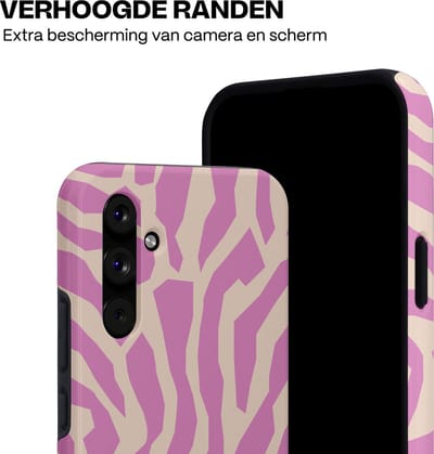 Casetastic hoesje geschikt voor Samsung Galaxy A54 (2023) 5G - Dubbellaagse bescherming - Zebra Roze Magenta Flow - Fashion Case - Lila Zand