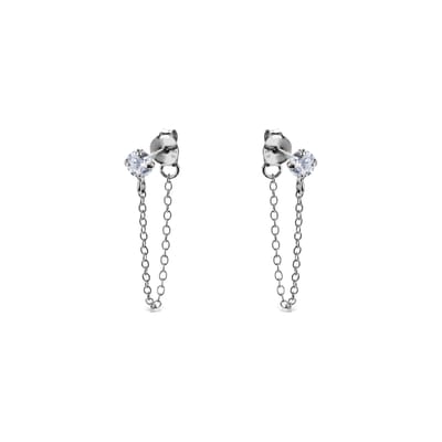 Luxenter Sterling zilveren 925 oorbellen met gerhodineerde briljant zirkonia - Essential