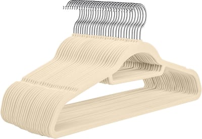 EXCITAT Verpakking van 30 - Antisliphangers - Kleine haken - Draaibare haken - Dikte 0,6 cm - Ruimtebesparend - Lengte 43,5 cm - Ivoor