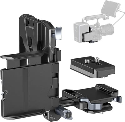 Vouwbare V-mount Accuplaat Kit met QR Plaat voor Arca, LCD Schermbescherming en Kabelclips voor Compacte Camera Video-installatie - 5315