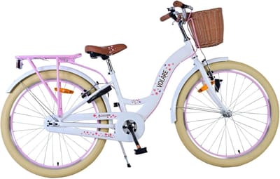 Kinderfiets Meisjes - Fiets voor Kinderen - Dagelijks Gebruik - Twee Handremmen - 24 Inch - Wit