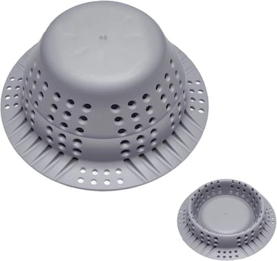 2-in-1 Afvoerstopper voor Badkuip, Vouwbare Afvoerzeef, Grijze Haarfilter met Siliconen Seals voor Sinks en Badkamers