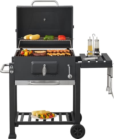 Houtskool BBQ Arnad met deksel 105x114x47,5 cm zwart casa.pro
