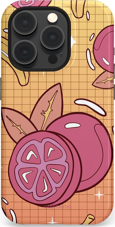 Casetastic Hoesje Geschikt voor Apple iPhone 15 Pro Magsafe - Stijlvolle Beschermende Duo-layer Case - Fruitige bananen ruitjes