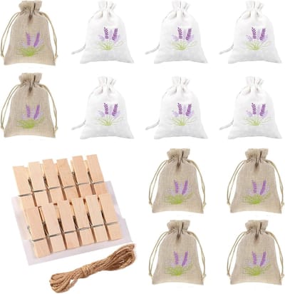 Lege lavendelzakjes in twee kleuren, ideaal voor het vullen met kruiden, geurige lavendel en mottenbestrijding in kasten.