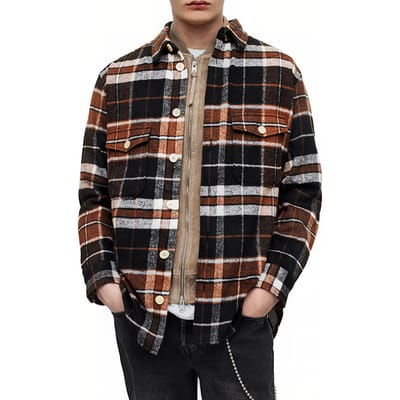 AllSaints Caribou Ls Shirt Jet Black Size: XS | Casual Shirts Outlet | Heren | Zwart
