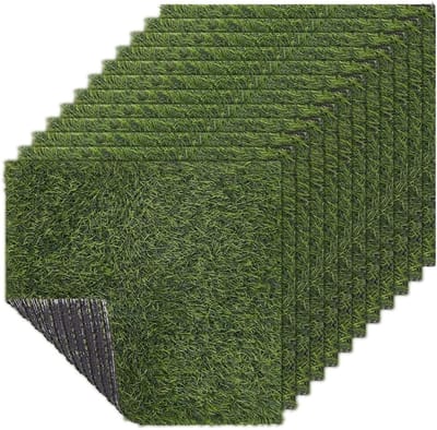 12 Stuks Kunstgras Mat 30x30cm Duurzame Vierkante Kunstgras Matten voor Buiten, Balkon Decoratie, Huisdieren en DIY Projecten