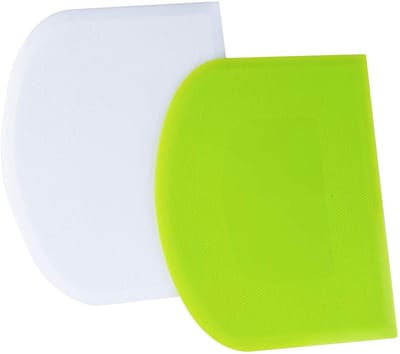 2Stks Deegschraper Plastic 12x9,5cm - DeegspatelvanKunststof Gebaksnijder voor Taartversiering,Bakken (Groen,Wit)
