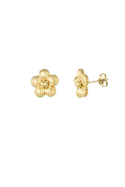 Goudkleurige Daisy Dots 0orknopjes - Bloemen Studs - Roestvrij staal - Nikkelvrij - Dames oorbellen