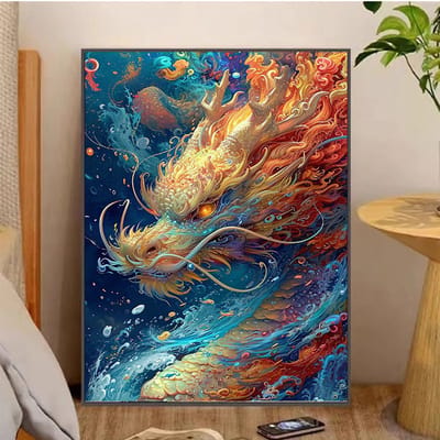 DIY kruissteekborduurpakket/Chinese stijl - Kleurrijke draak/gedrukt kruissteekpatroon borduurpakket (frame niet inbegrepen) 40*50CM