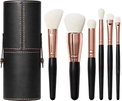 Famanu – Gezichts- en oogkwastenset, 6-delig, synthetische borstels voor make-up applicatie