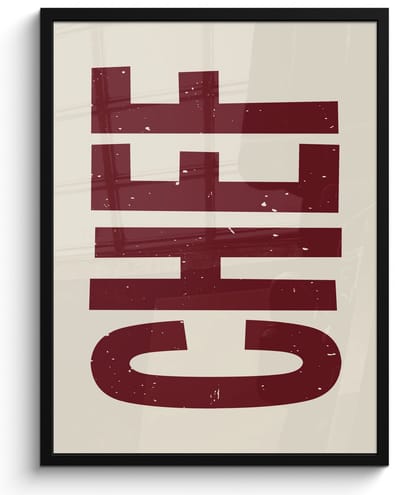Fotolijst inclusief poster - Posterlijst 50x70 cm - Posters - Chef - Rood - Japandi - Vintage - Foto in lijst - Keuken decoratie muur - Wanddecoratie accessoires - Muurdecoratie - Schilderijen