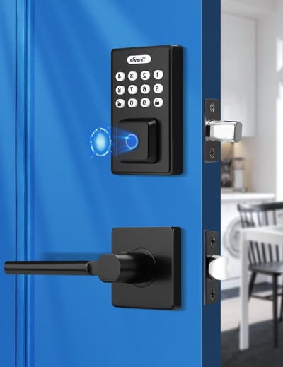 Slim Deurslot Set - Elektronisch Slot Deurgreep - Toegangsbeheer Thuis - 4-in-1 Toegang Code Vingerafdruk - Standaard Deuren - Zwart